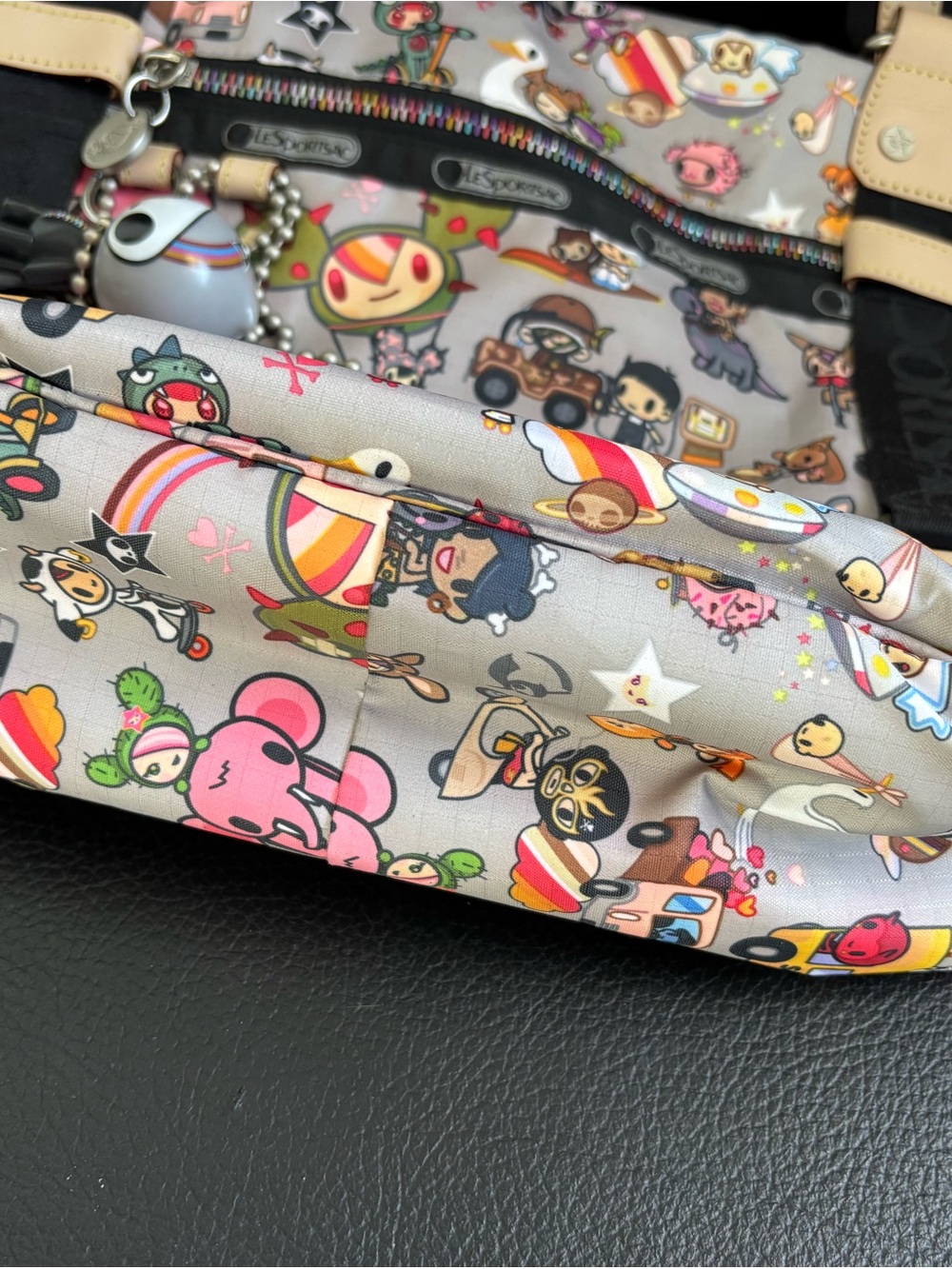 LeSportsac Tokidoki Printed Shoulder Bag with Bright Orange Interior - Picture 4 of 7